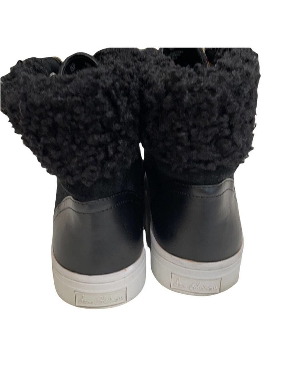 Sam Edelman Luther Suede and Faux Shearling High Top Sneaker SZ 9 Black - Picture 5 of 9